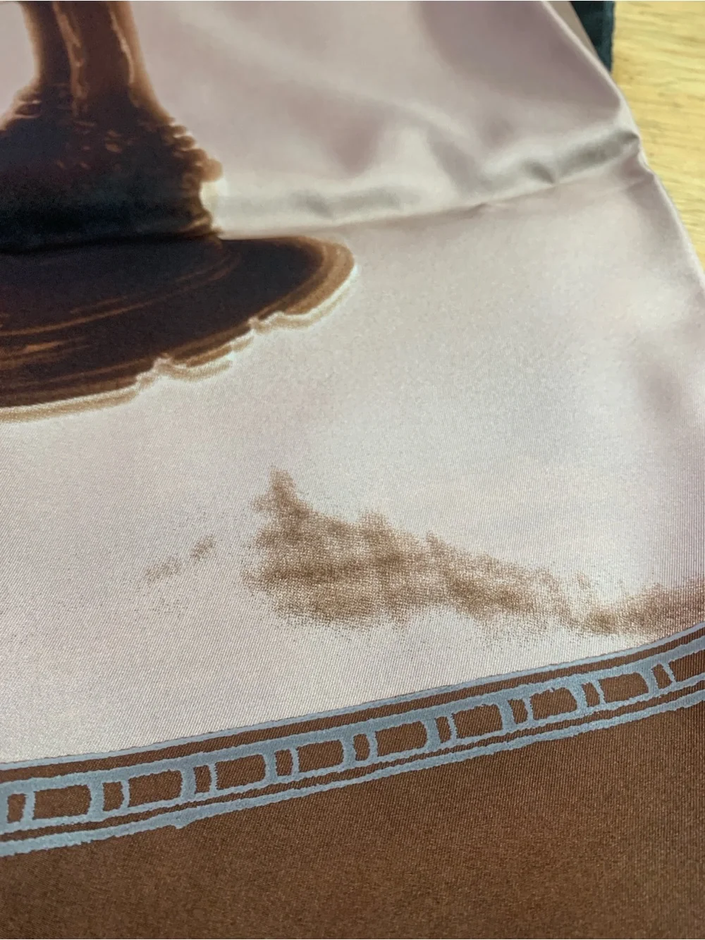Prada Brown & Beige Silk Scarf with Subtle Motif